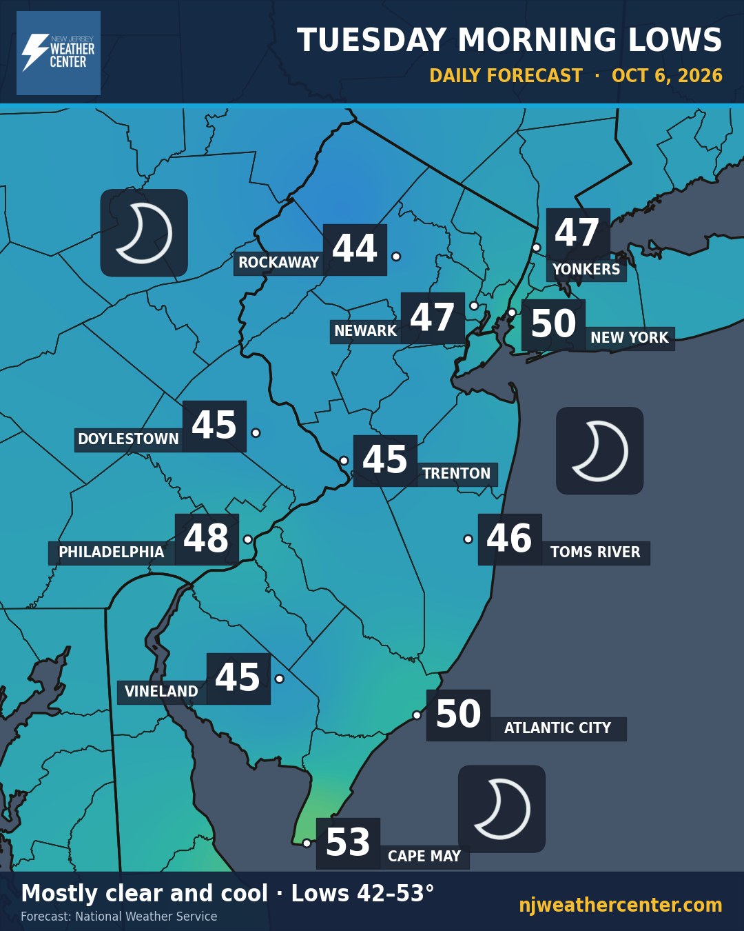 Morning lows map