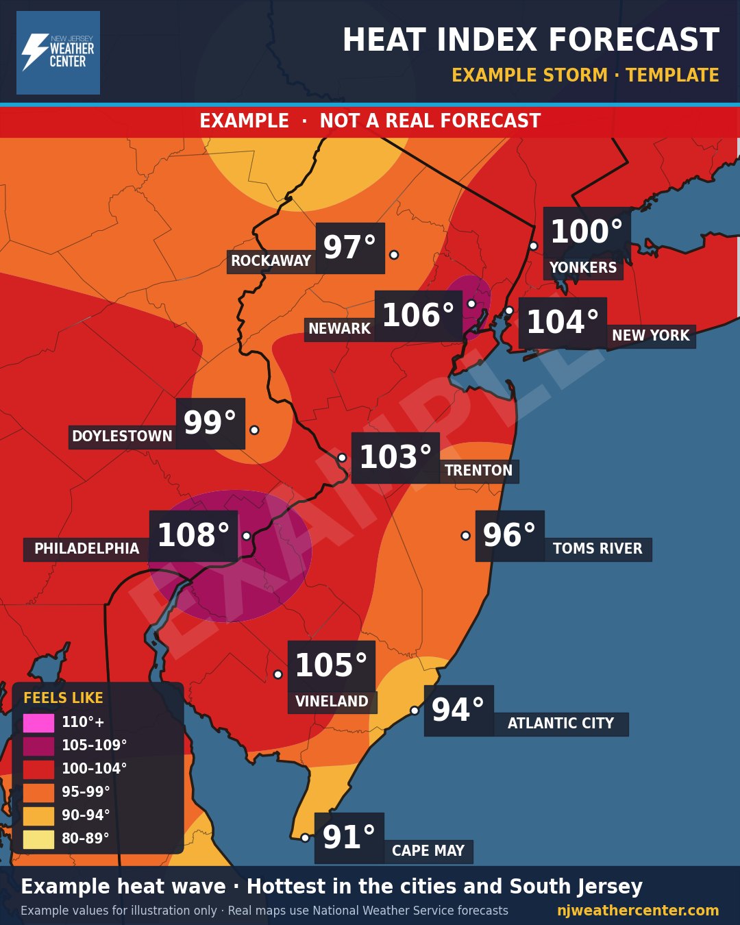 Example: heat index map