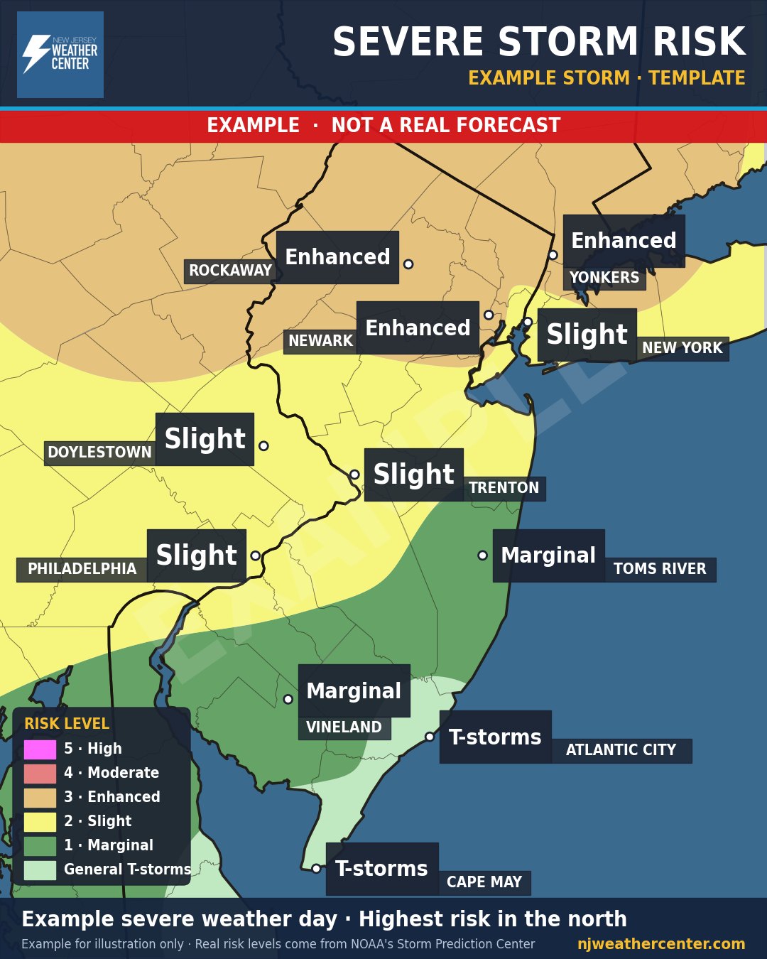 Example: chance for severe weather map