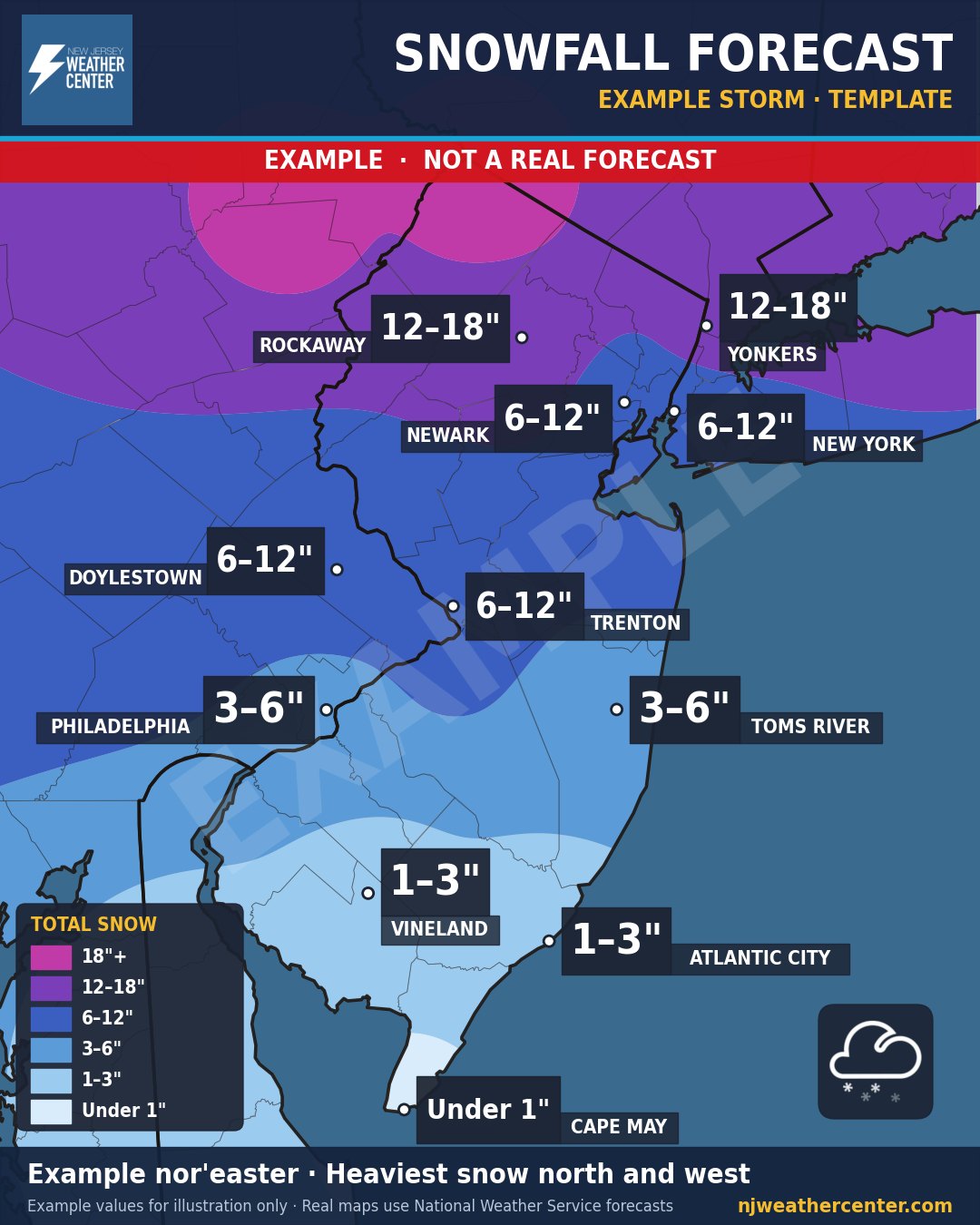 Example: Blizzard of 2017 snowfall map